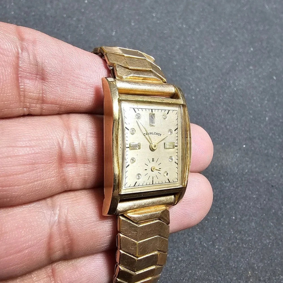 Vintage Cavalcade Mechanical Wind Up Watch 10K Gold Filled Crystal Dial Working - Picture 5 of 11